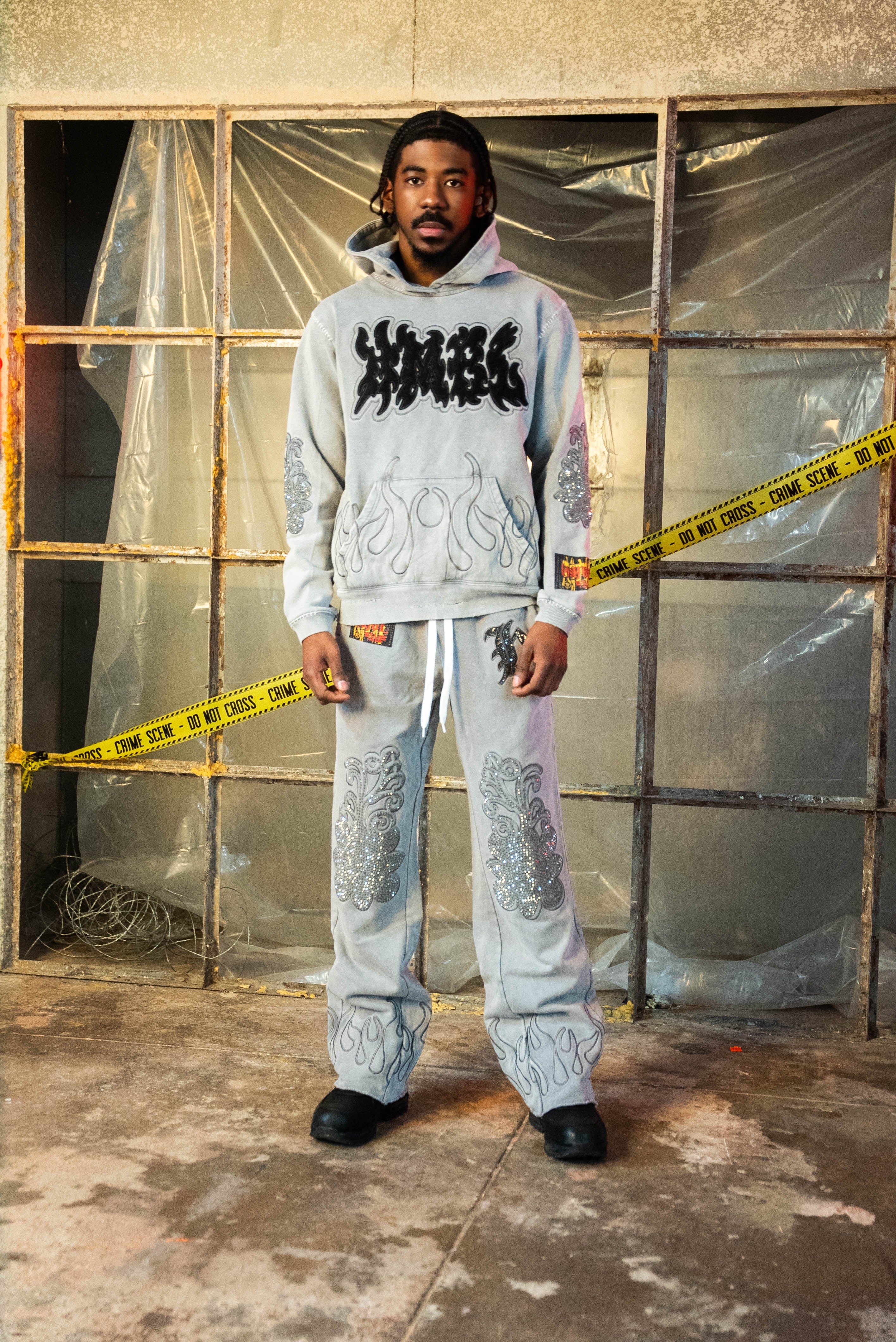 Cool Grey SZN 5 FLARED Rhinestone Sweatpants – HMBL