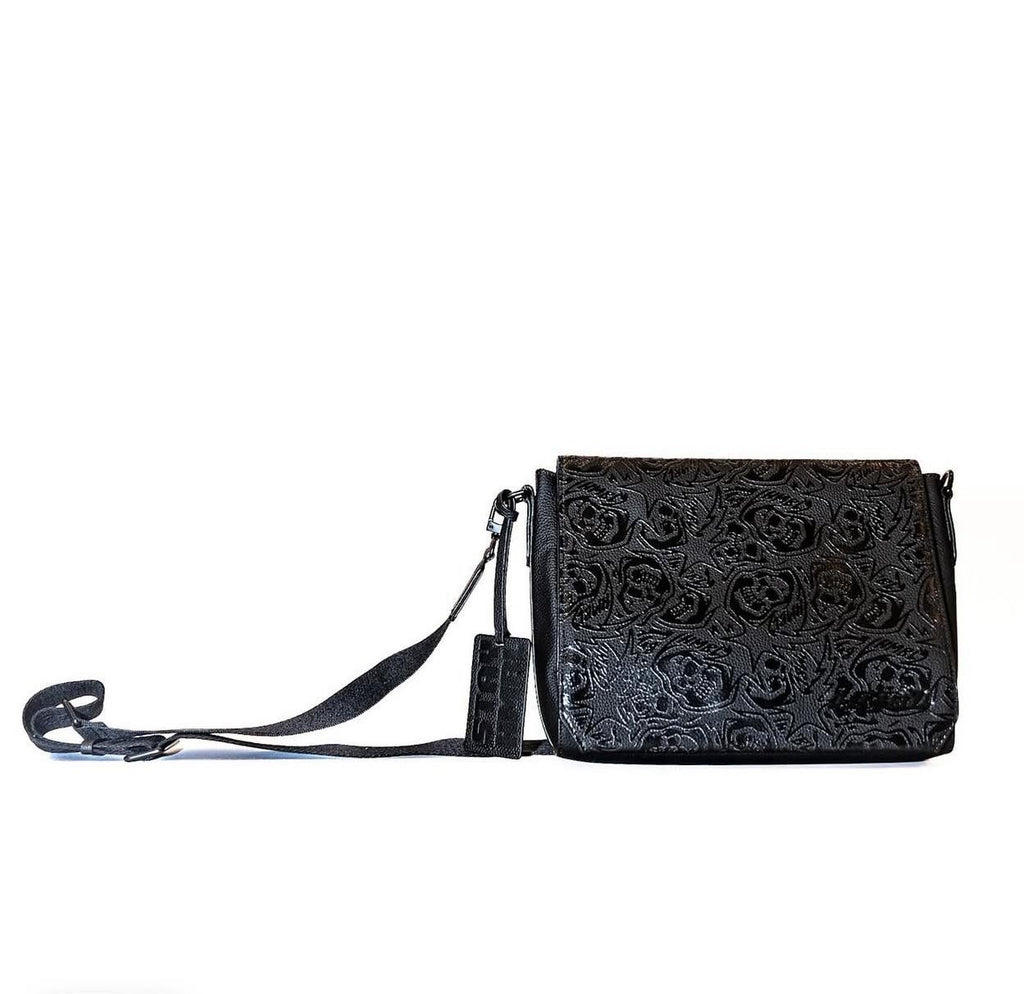 HMBL Embossed Skull Crossbody Bag - Luxury Patent Black
