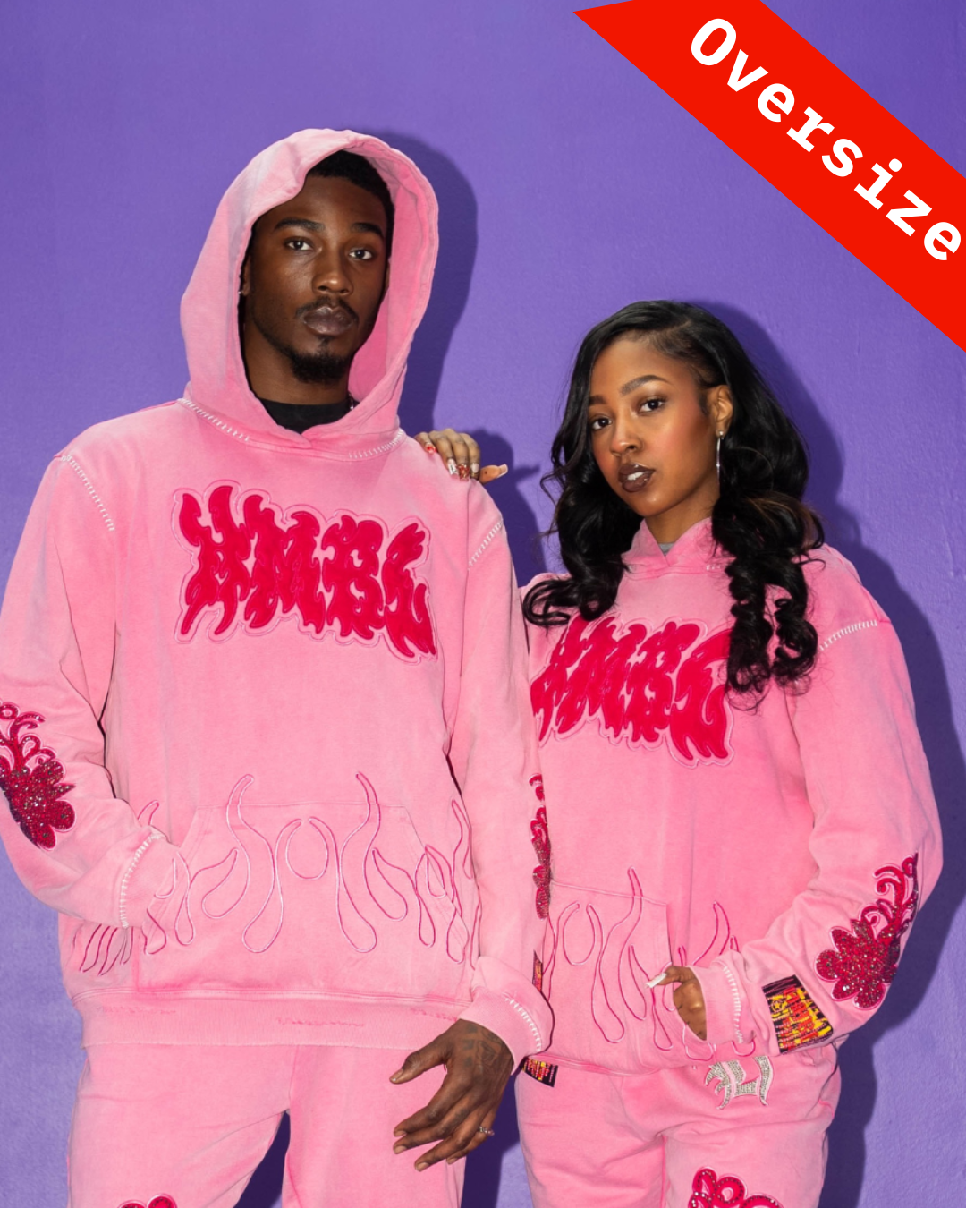 Electric Pink SZN 5 Rhinestone Pullover (Oversized) Hoodie