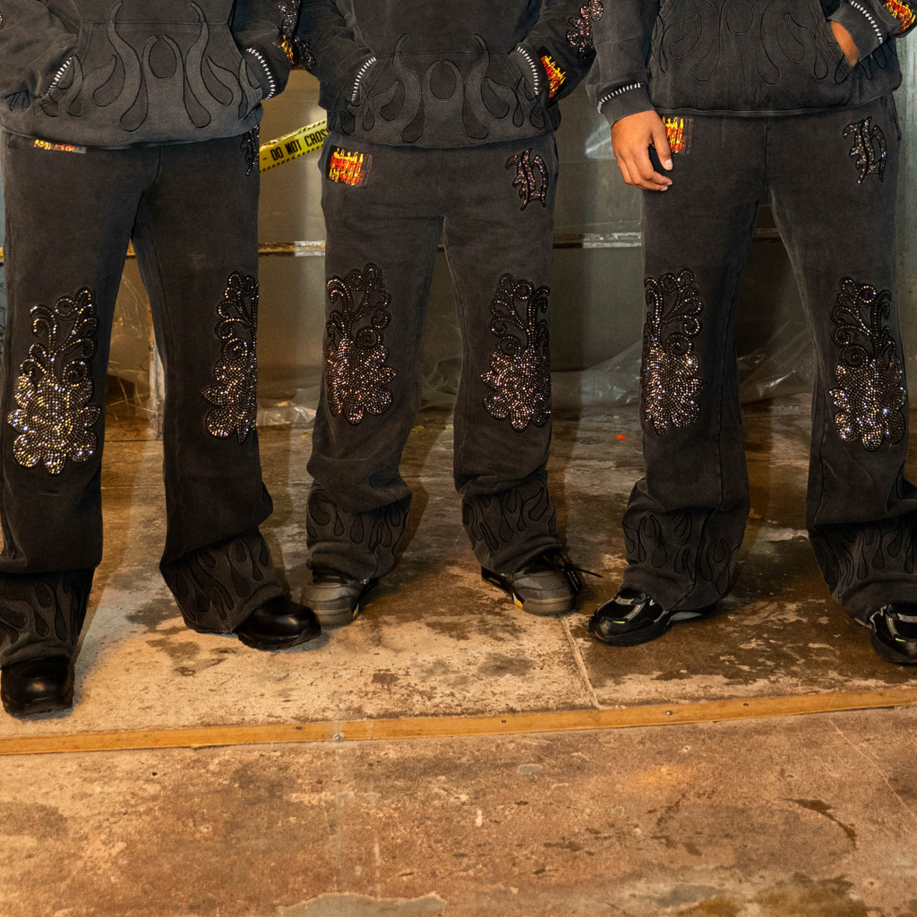 Charcoal FLARED NO Rhinestone Sweatpants