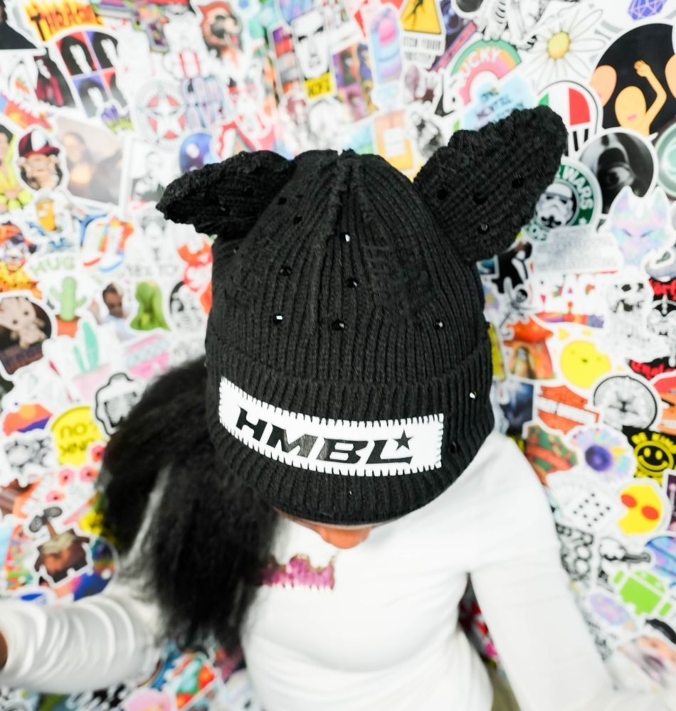 Oreo Rhinestone Ears Beanie