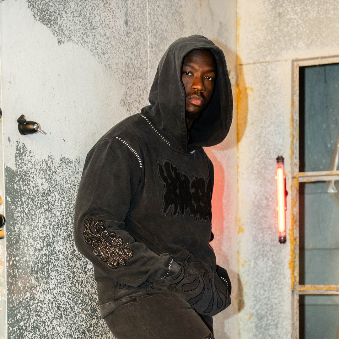 Charcoal NO Rhinestone Blackout Pullover (Oversized) Hoodie