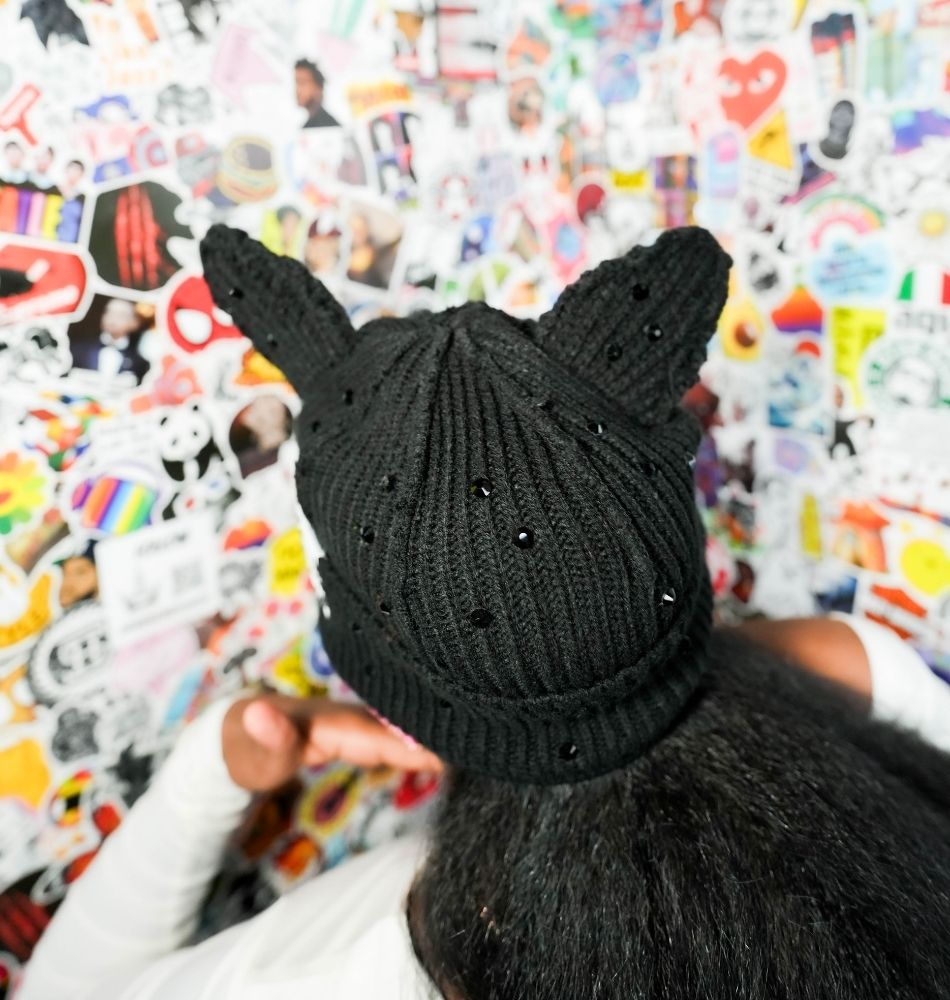 Oreo Rhinestone Ears Beanie