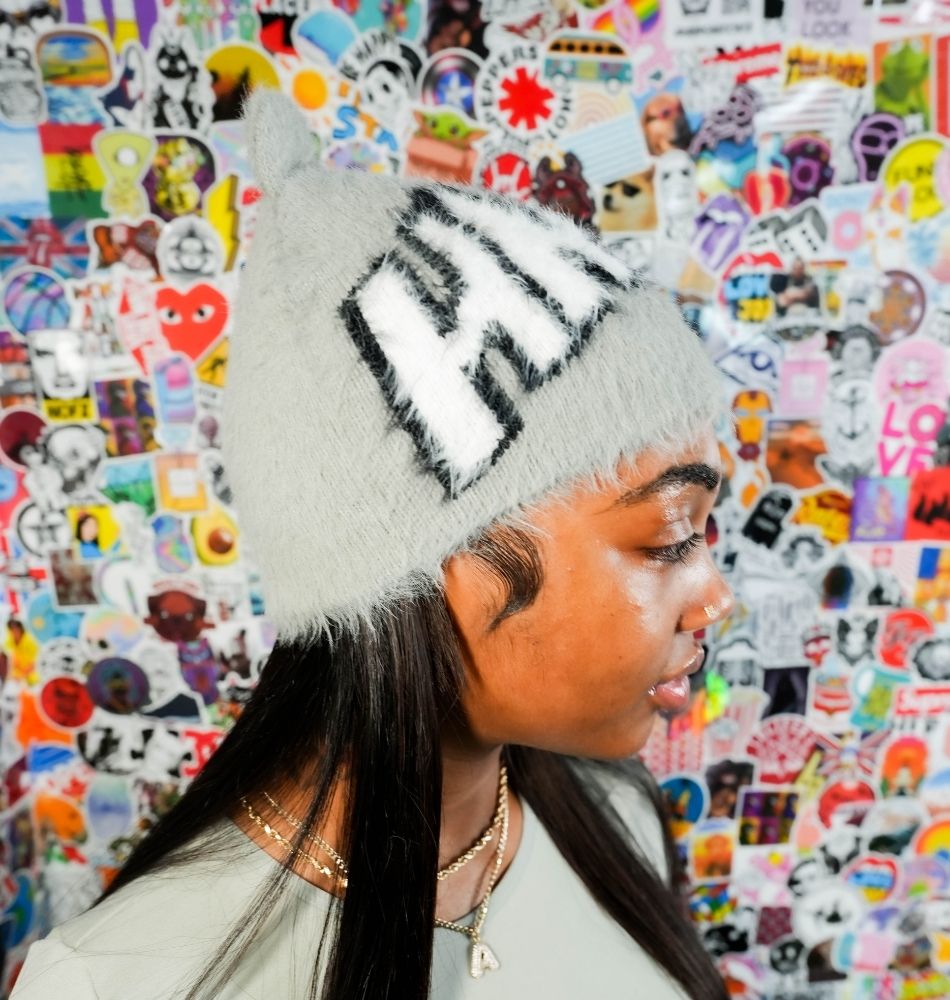 Cool Grey Ears Fur Beanie