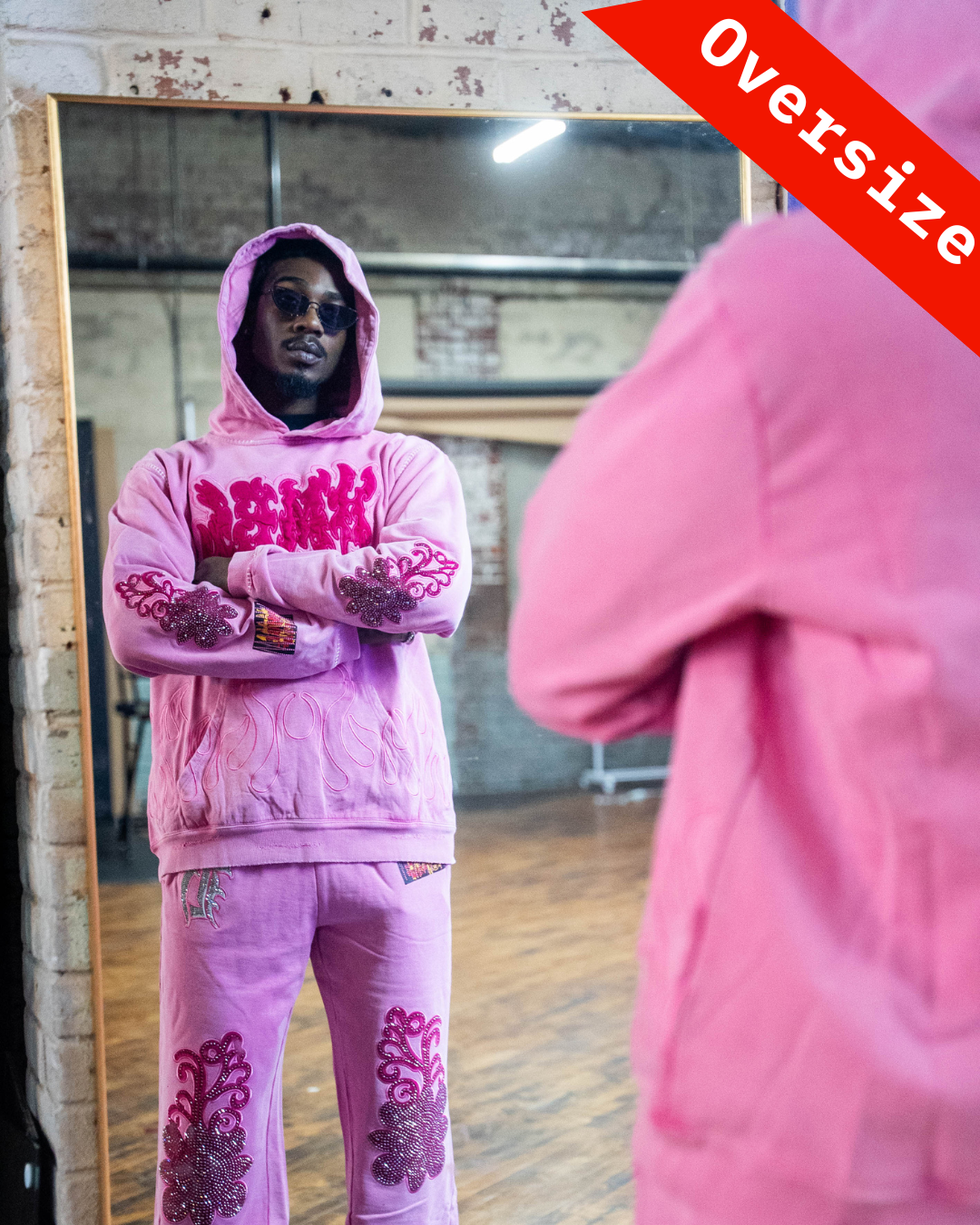 Electric Pink SZN 5 Rhinestone Pullover (Oversized) Hoodie