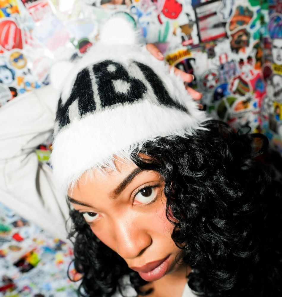 White Oreo Fur Ears Beanie