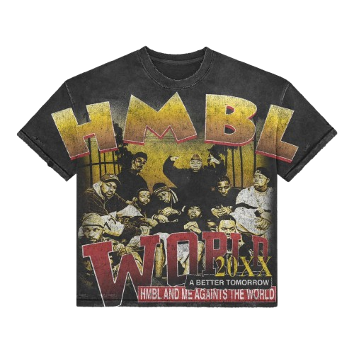 HMBL Against The World Graphic Tee | Vintage Washed 90s Rap T-Shirt