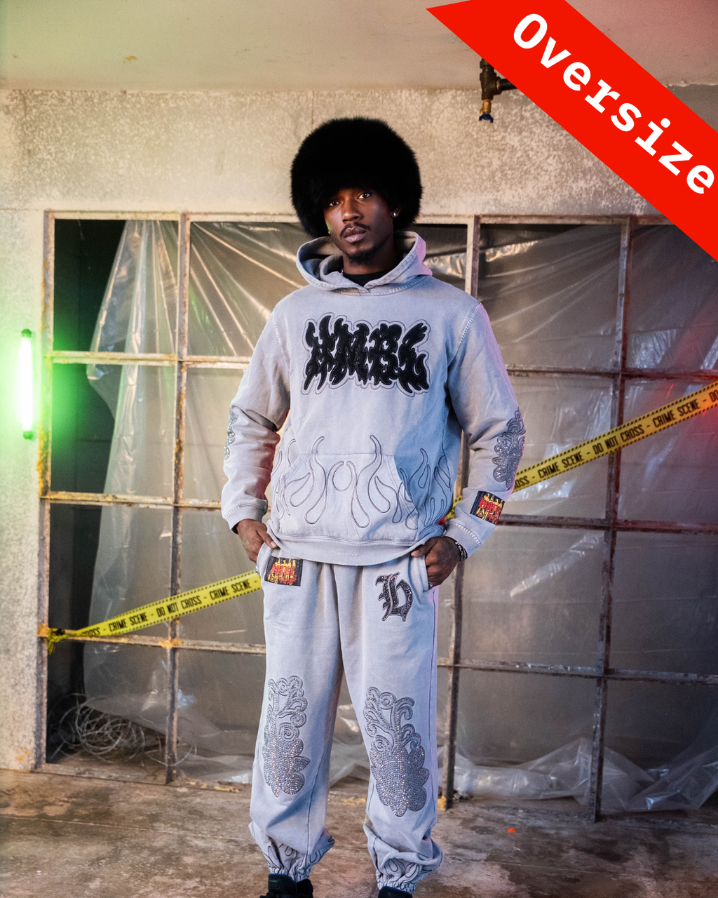 Cool Grey SZN 5 Rhinestone Pullover (Oversized) Hoodie