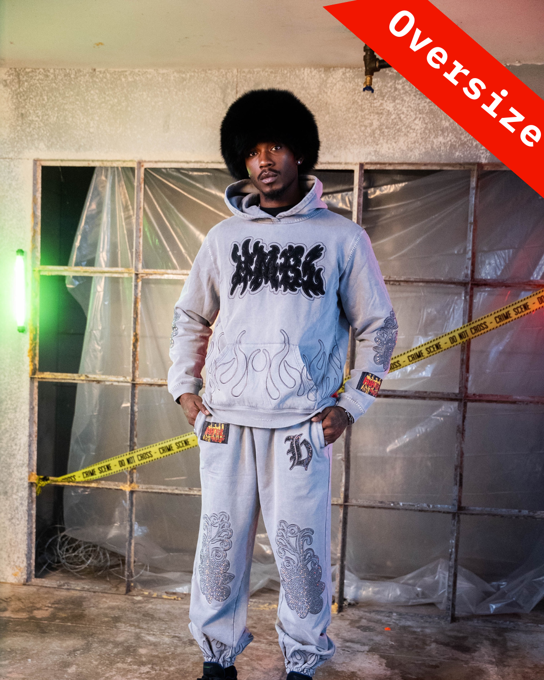 Cool Grey SZN 5 Rhinestone Pullover (Oversized) Hoodie