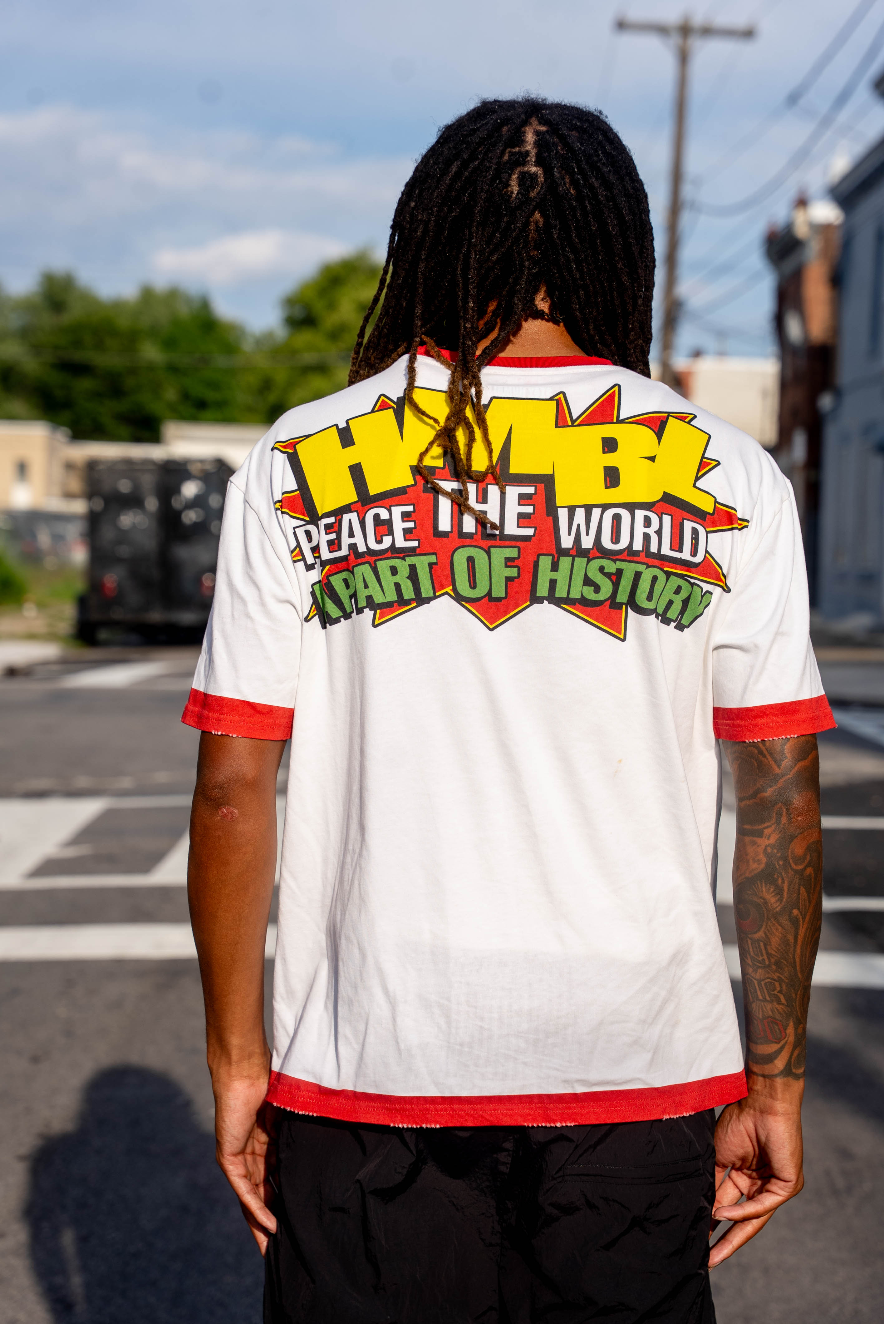 Nelson Mandela Vintage Rap Tee Graphic T-Shirt | HMBL WORLD Red Trim Ringer Tee
