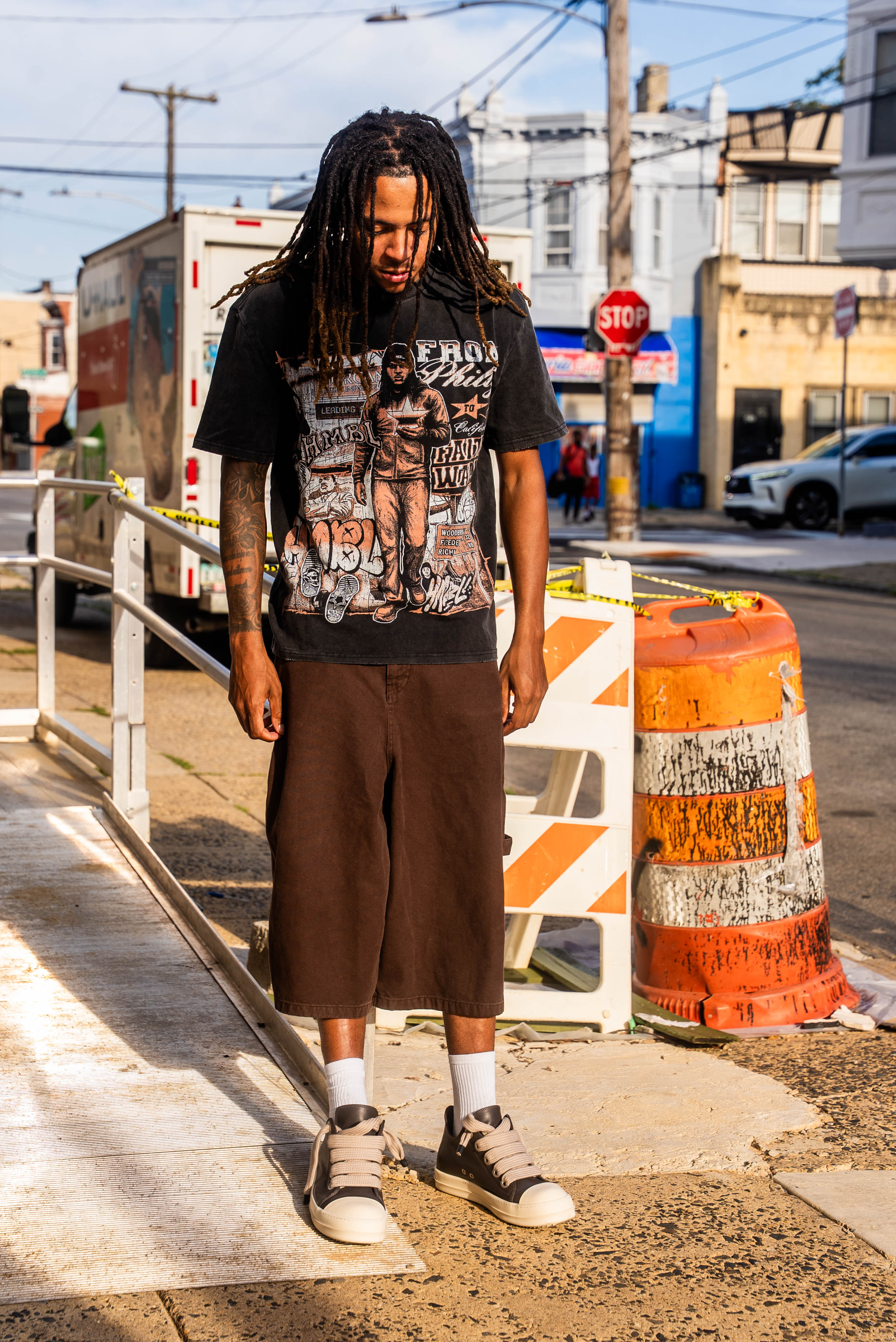 HMBL Faith Walk Vintage Graphic Tee | From Philly to California Washed Black T-Shirt