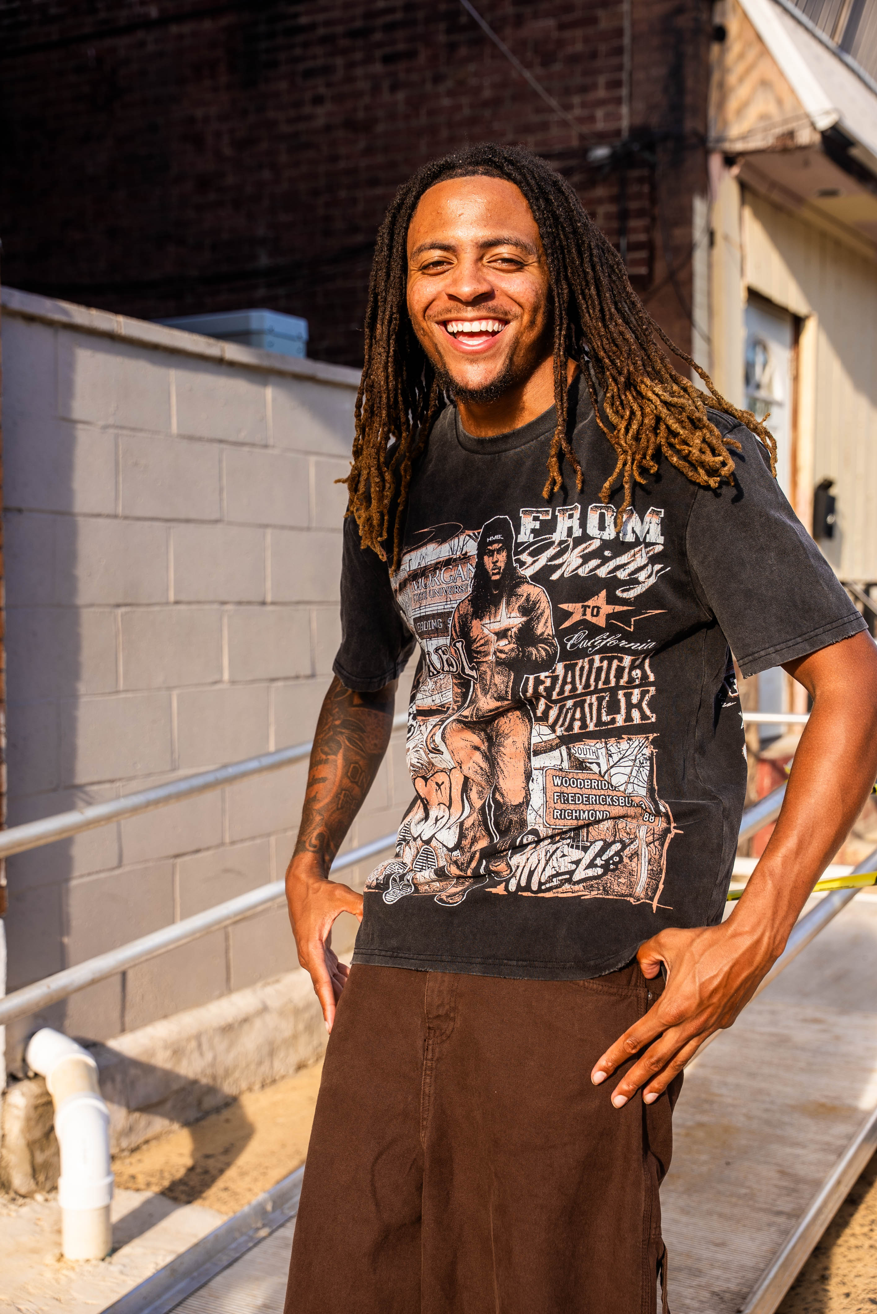 HMBL Faith Walk Vintage Graphic Tee | From Philly to California Washed Black T-Shirt
