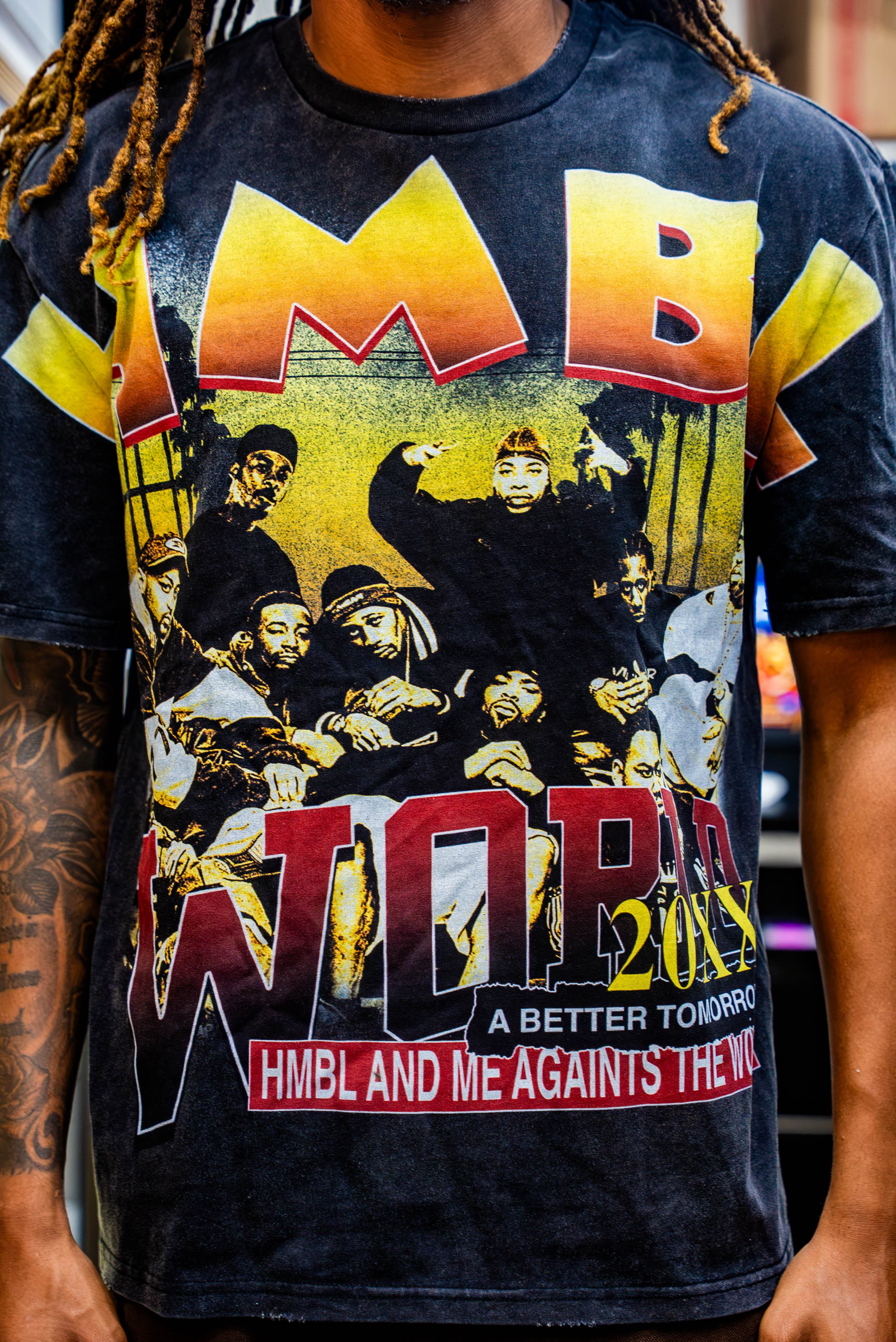HMBL Against The World Graphic Tee | Vintage Washed 90s Rap T-Shirt