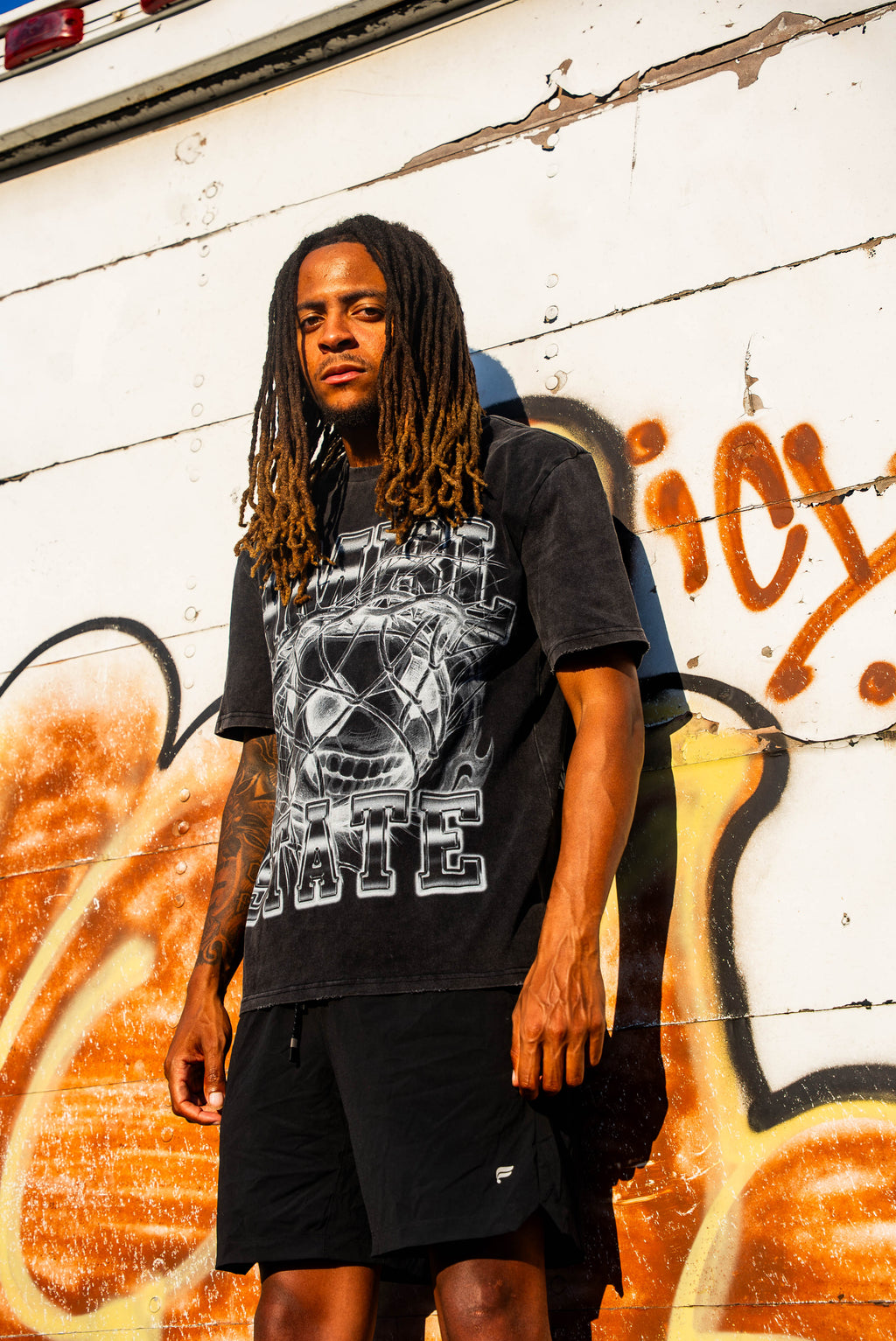 HMBL State University Graphic Tee | Washed Black T-Shirt