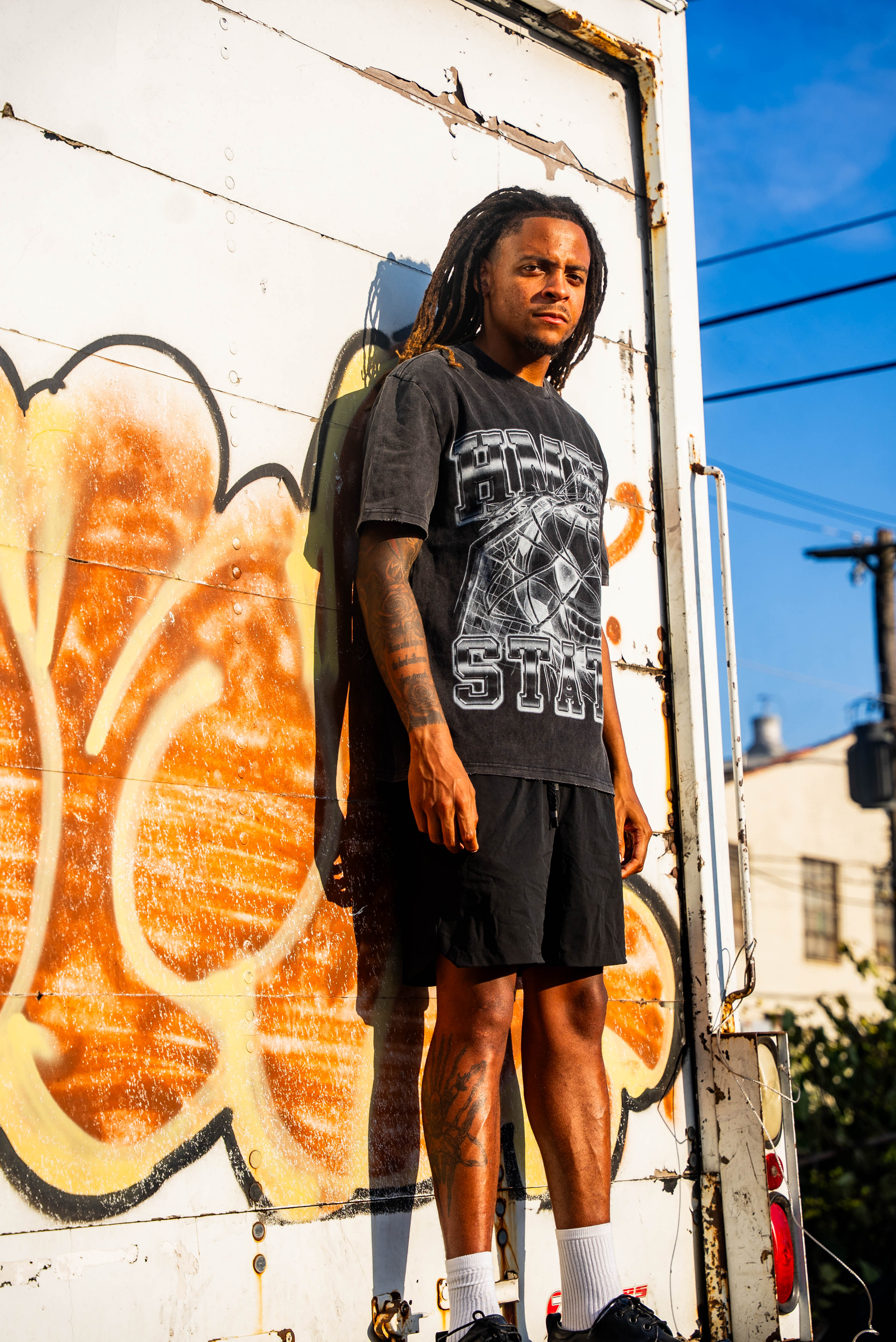 HMBL State University Graphic Tee | Washed Black T-Shirt