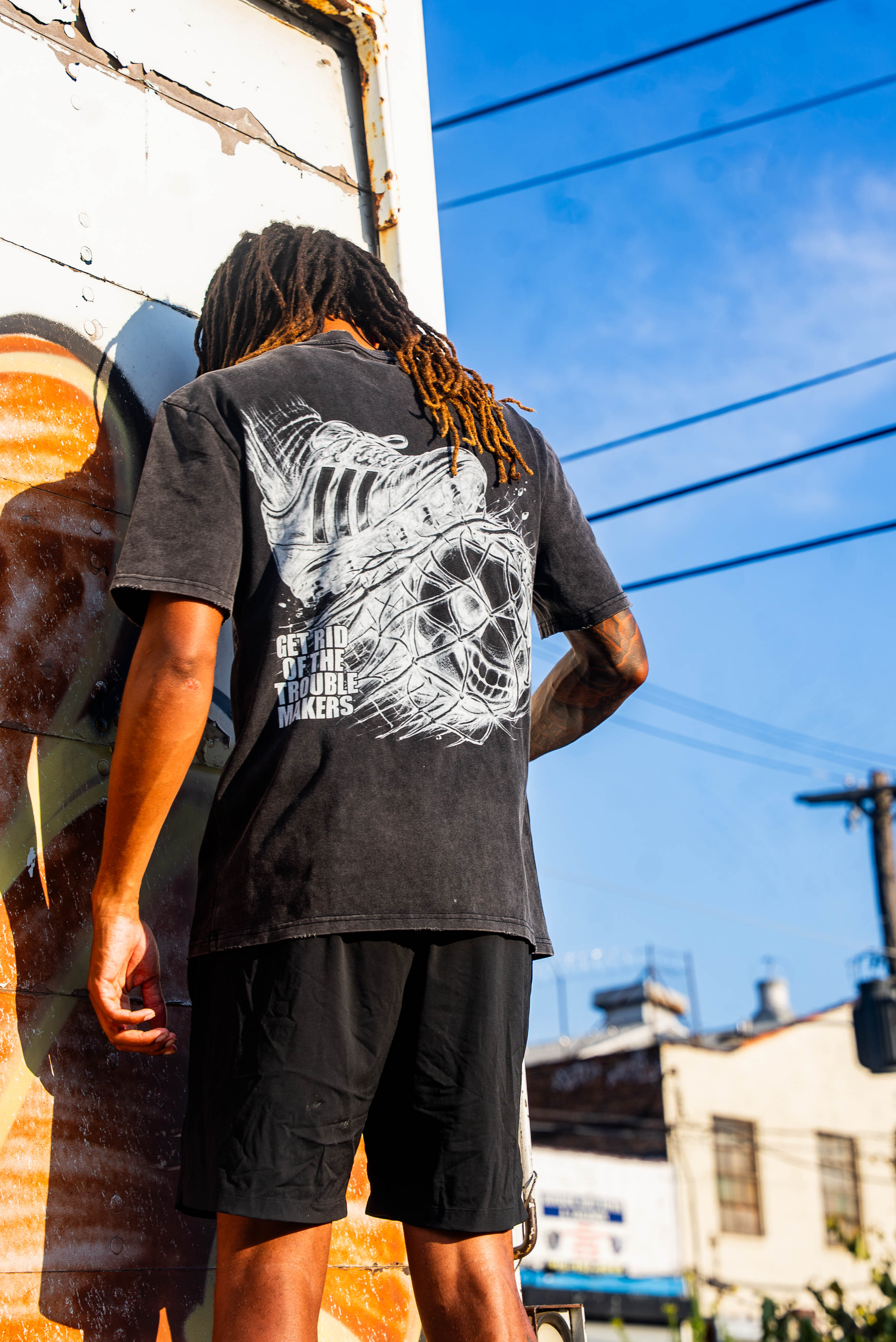 HMBL State University Graphic Tee | Washed Black T-Shirt