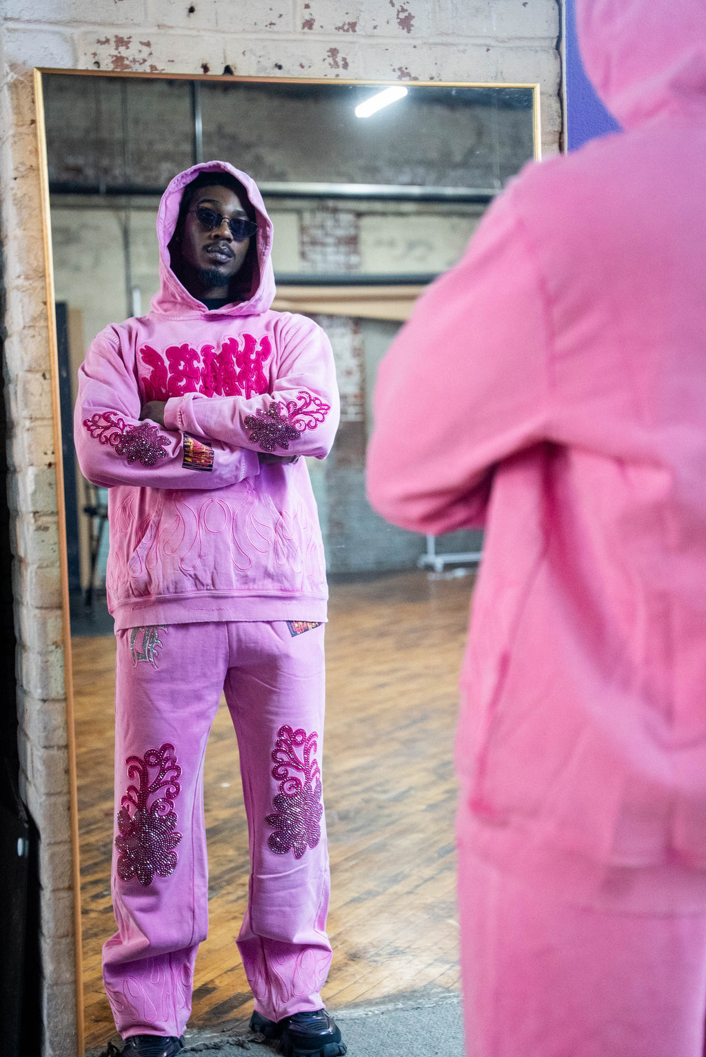 Electric Pink SZN 5 FLARED Rhinestone Sweatpants