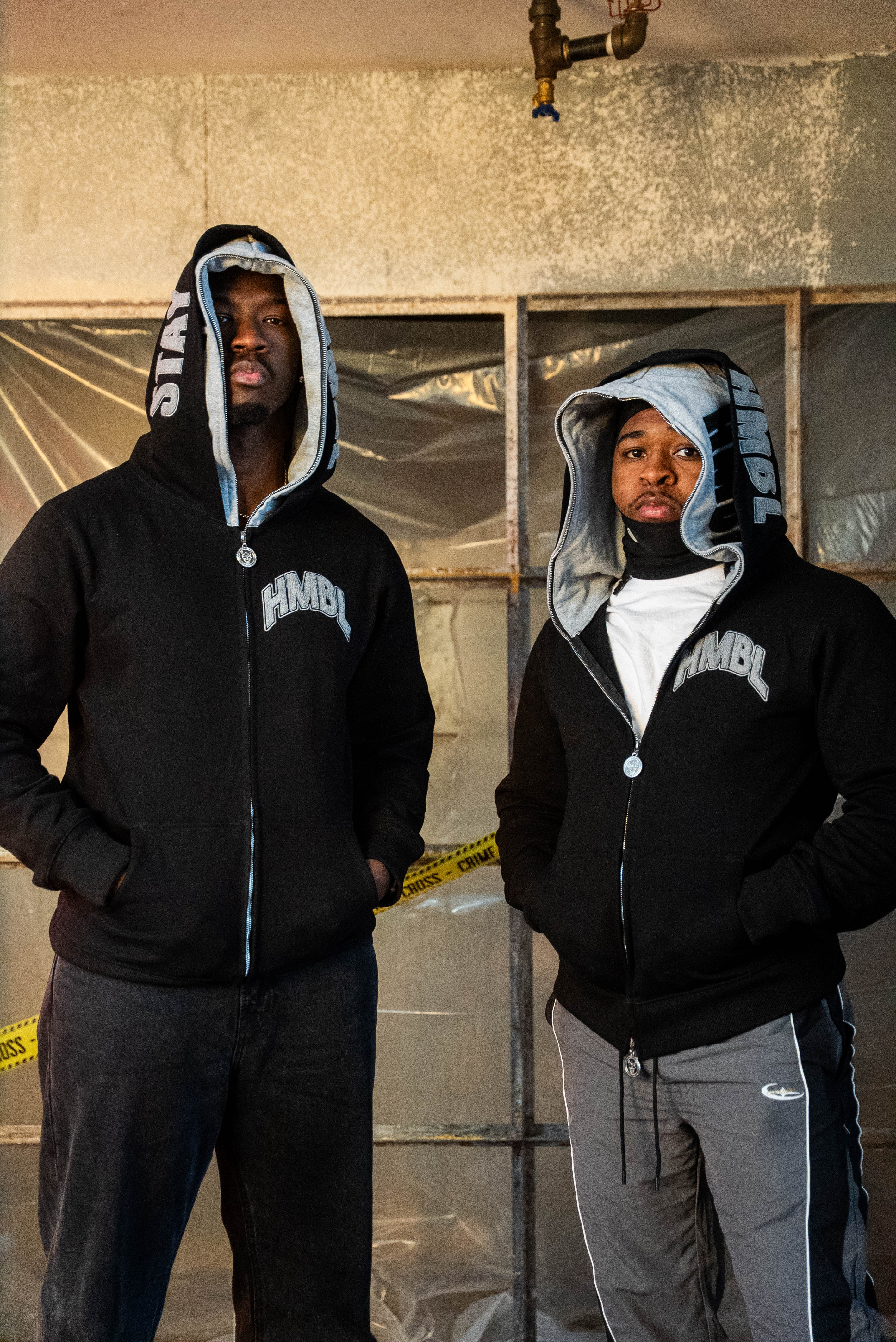 HMBL OG Grey Chenille Embroidery Double Full Zip-Up Hood