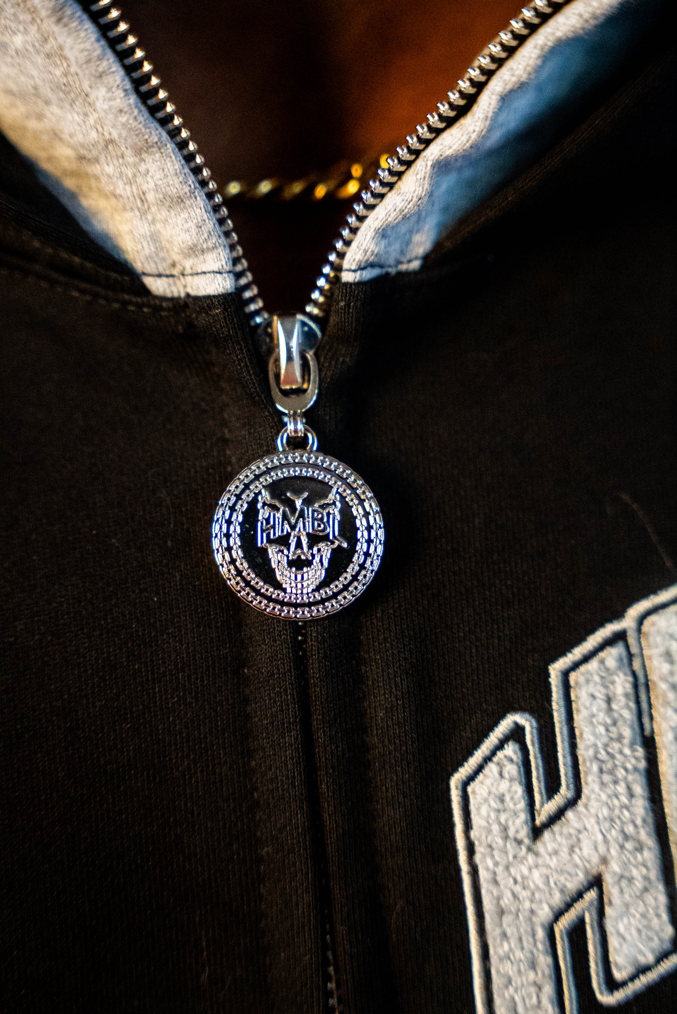 HMBL OG Grey Chenille Embroidery Double Full Zip-Up Hood