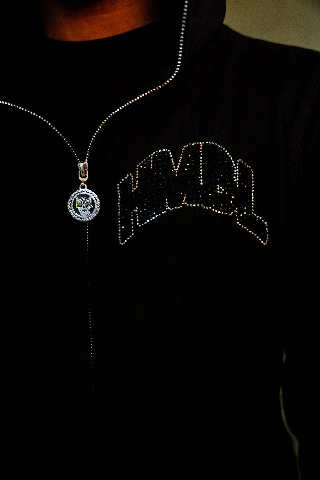HMBL Black Rhinestone OG Full Zip