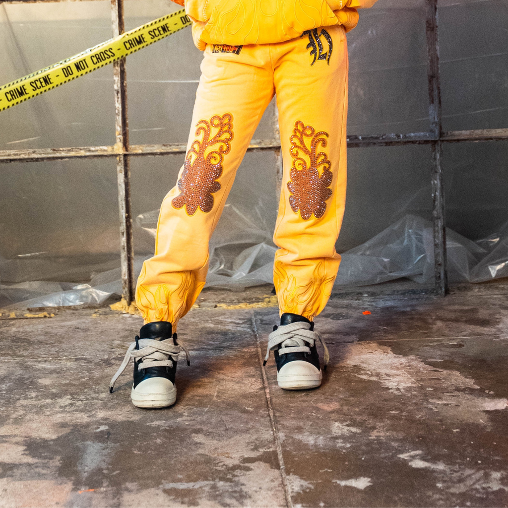 Yellow SZN 5 CUFFED Bottom Sweatpants (True to size for Baggy Look)