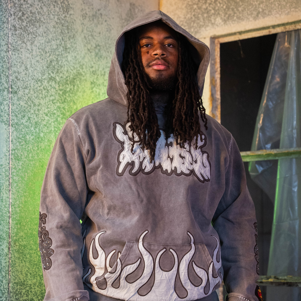 Off Brown SNZ 5 Rhinestone Pullover (Oversized) Hoodie