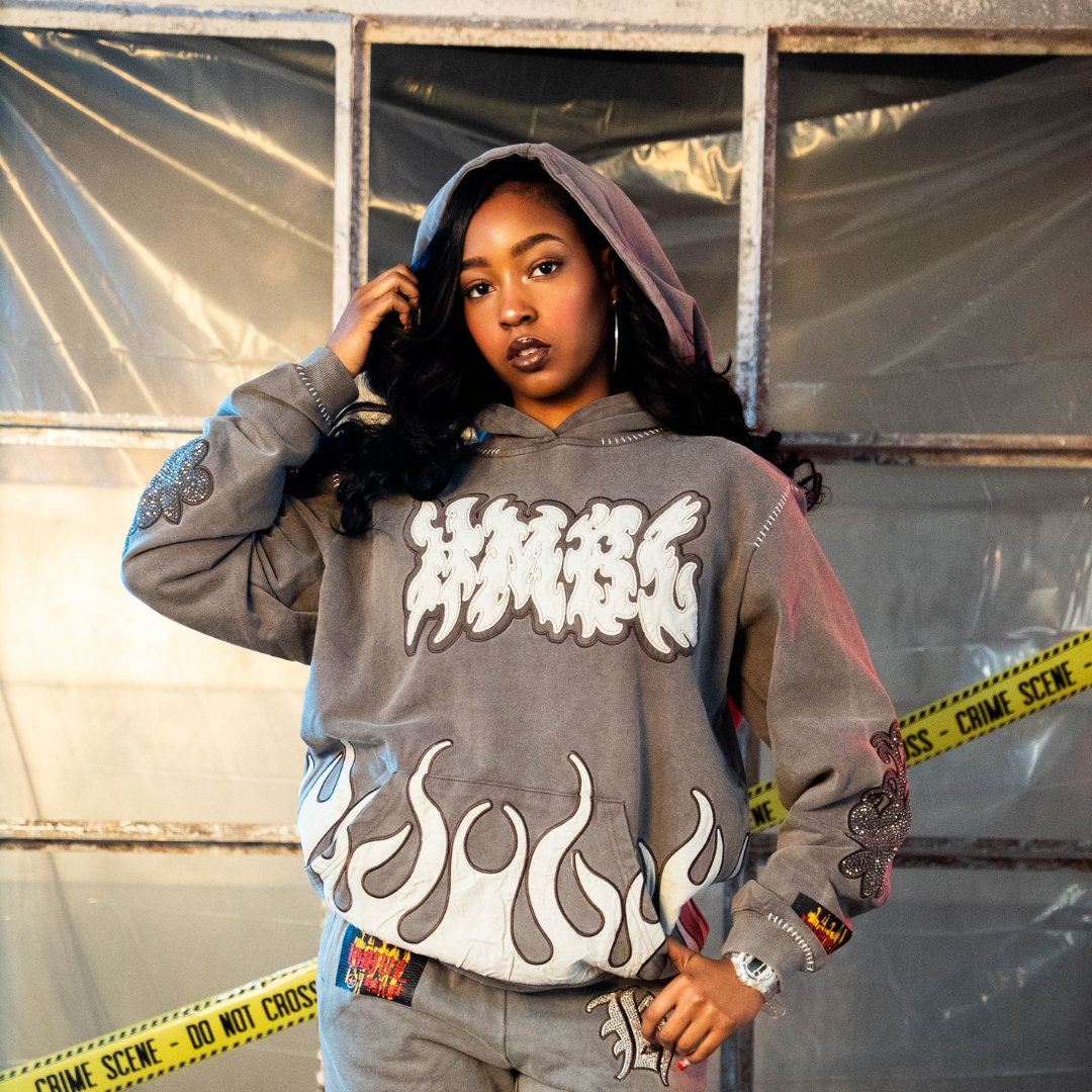 Off Brown SNZ 5 Rhinestone Pullover (Oversized) Hoodie