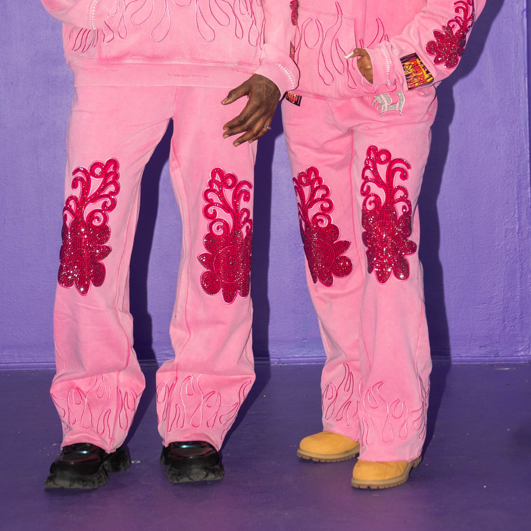 Electric Pink SZN 5 FLARED NO Rhinestone Sweatpants